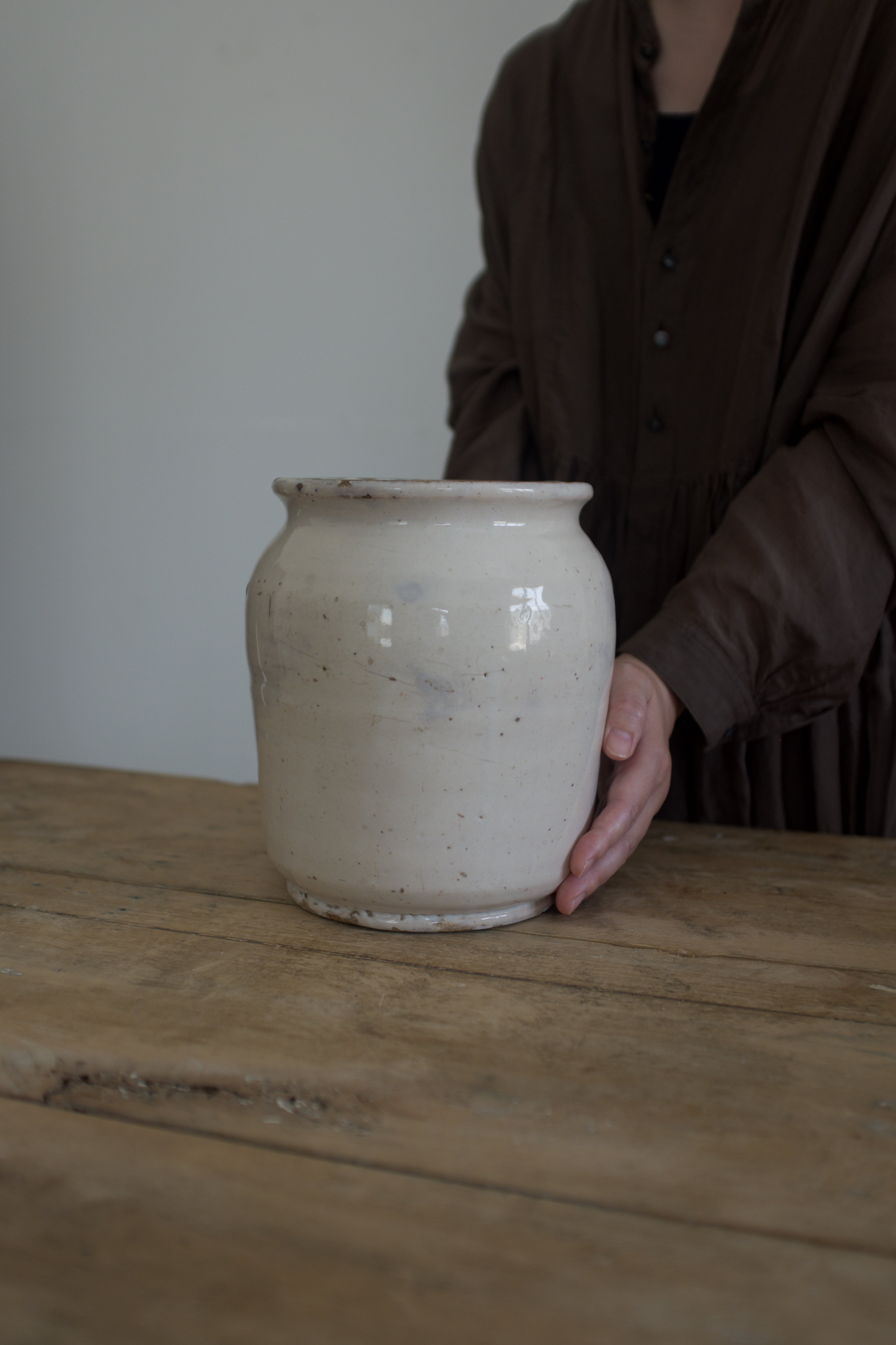  18世紀 ~ 19世紀 イタリア マヨリカ焼 白錫釉 薬壺 アンティーク, Antique,- ambiant