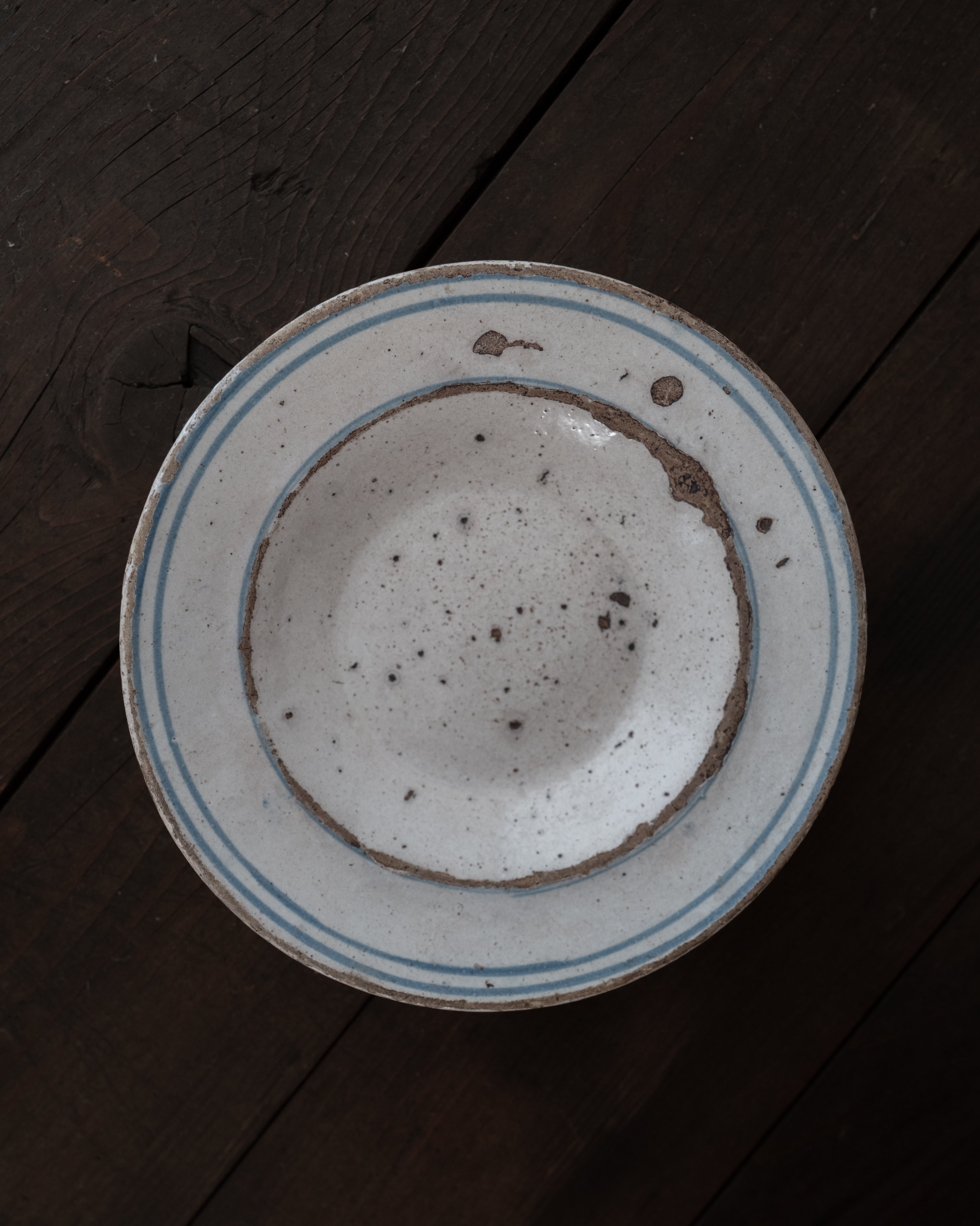  19世紀 イタリア プーリア グロッターリエ 青輪皿 AN-5232, ,- ambiant