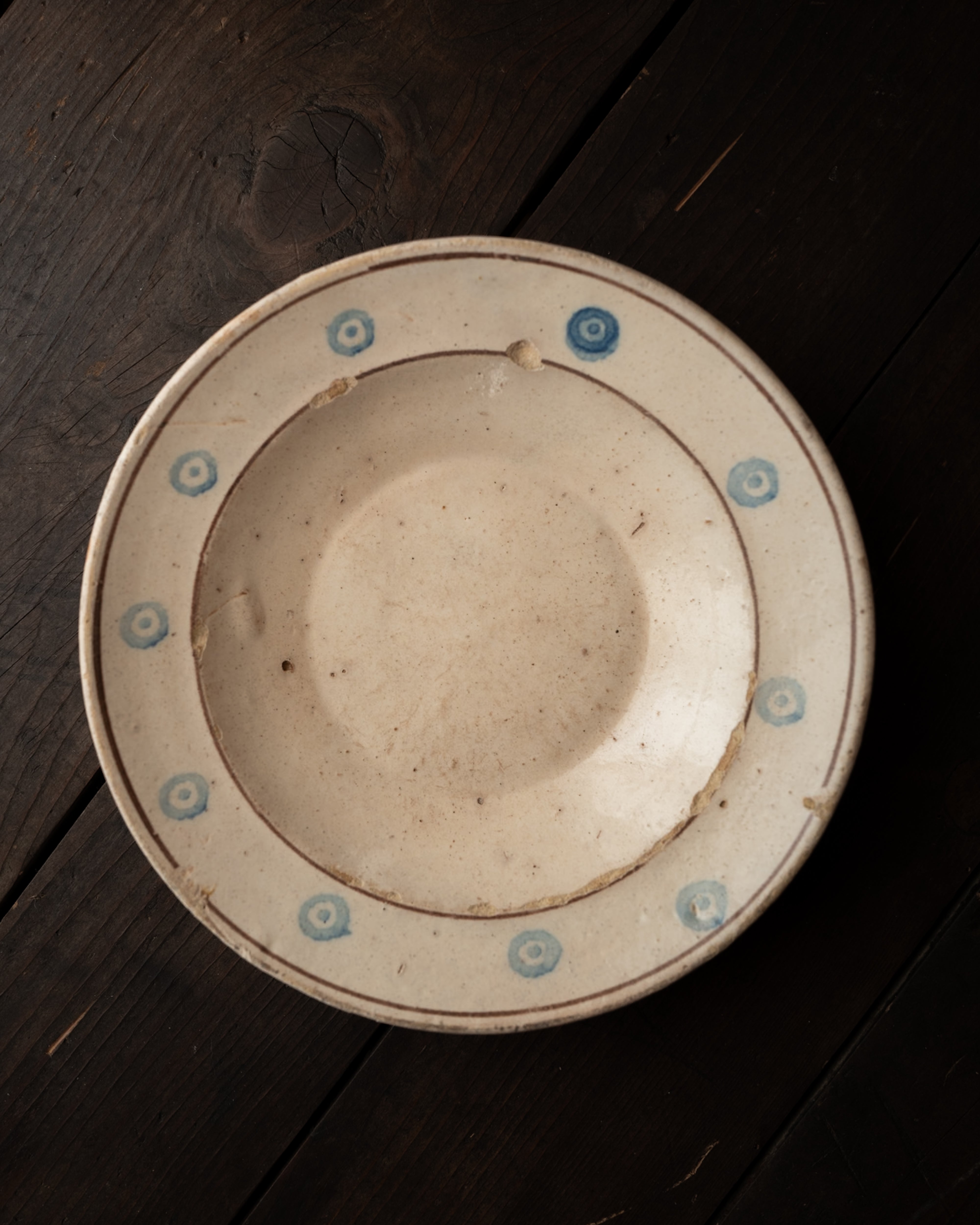 プーリア アンティーク 陶器 青文様皿 イタリア グロッターリエ AN-5200