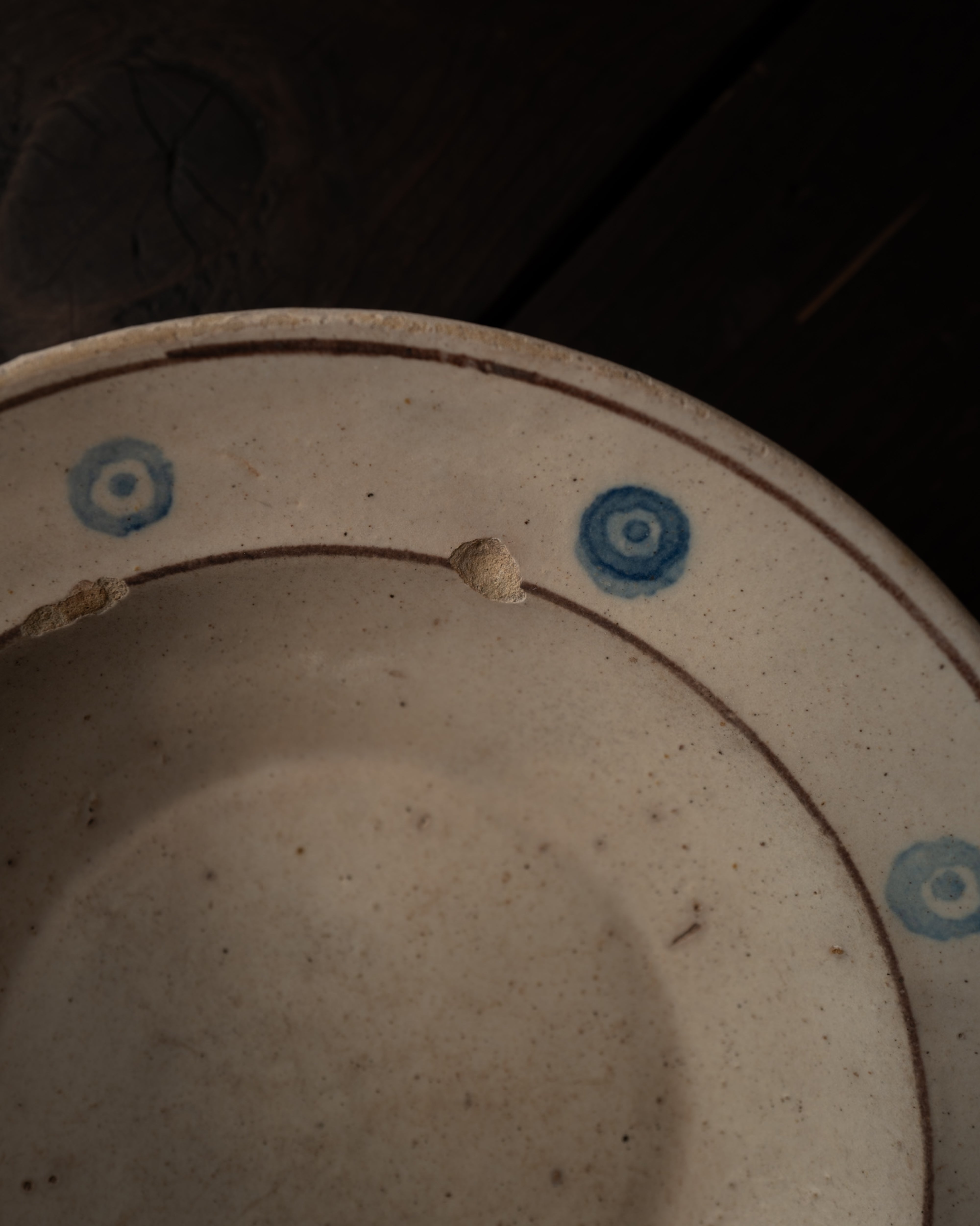 プーリア アンティーク 陶器 青文様皿 イタリア グロッターリエ AN-5200